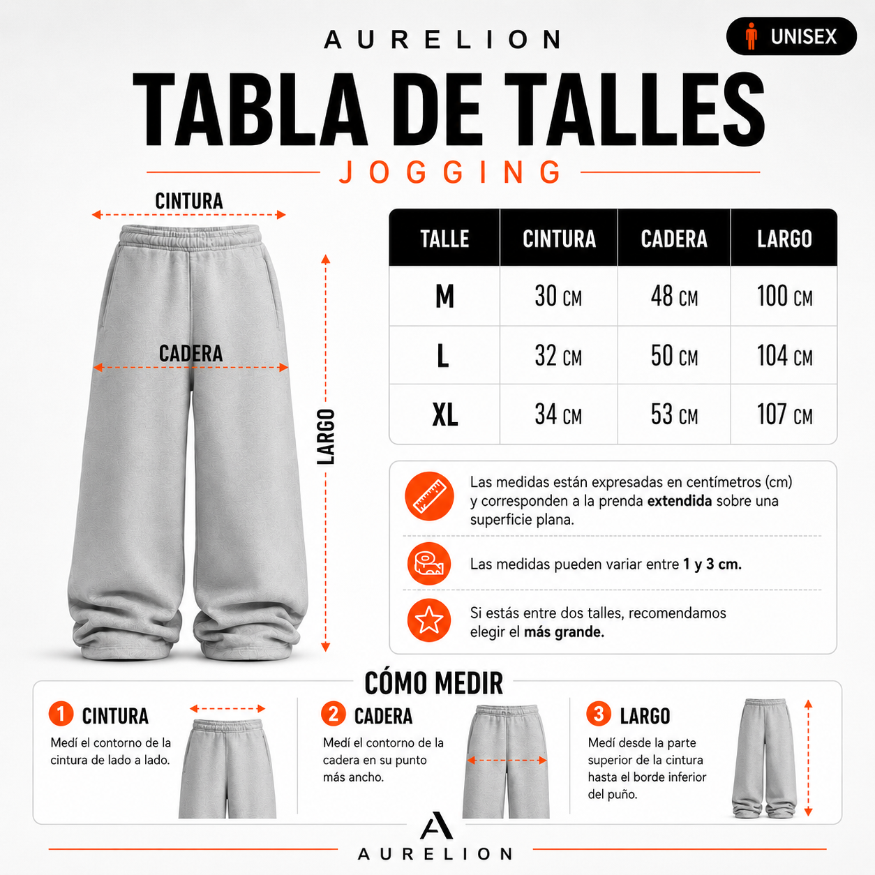 Tabla de Talles Jogging
